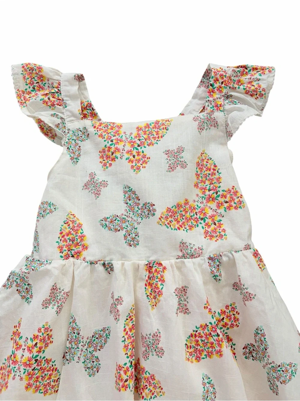 Haute Hippie White Butterfly Floral Ruffle Dress